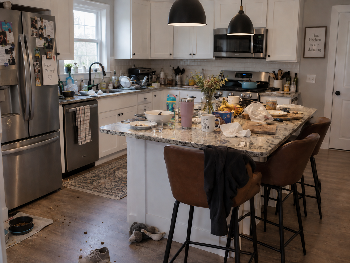 Messy kitchen before professional cleaning